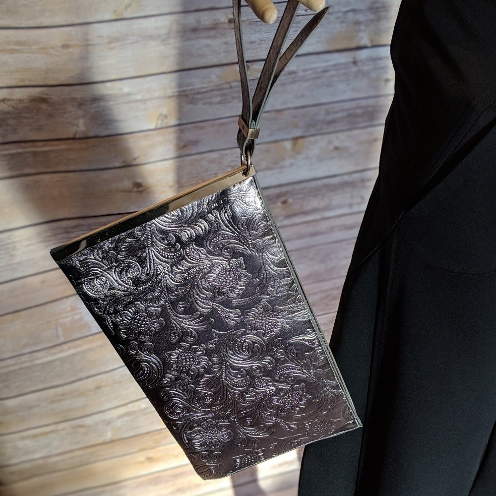 Gold wristlet clutch
